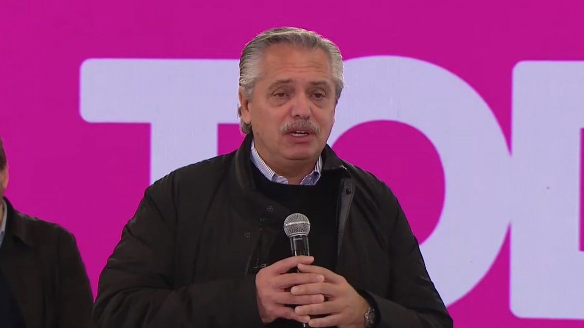 Alberto Fernández fue el encargado de encerrar el acto realizado en el partido de Escobar (Foto: captura de pantalla).