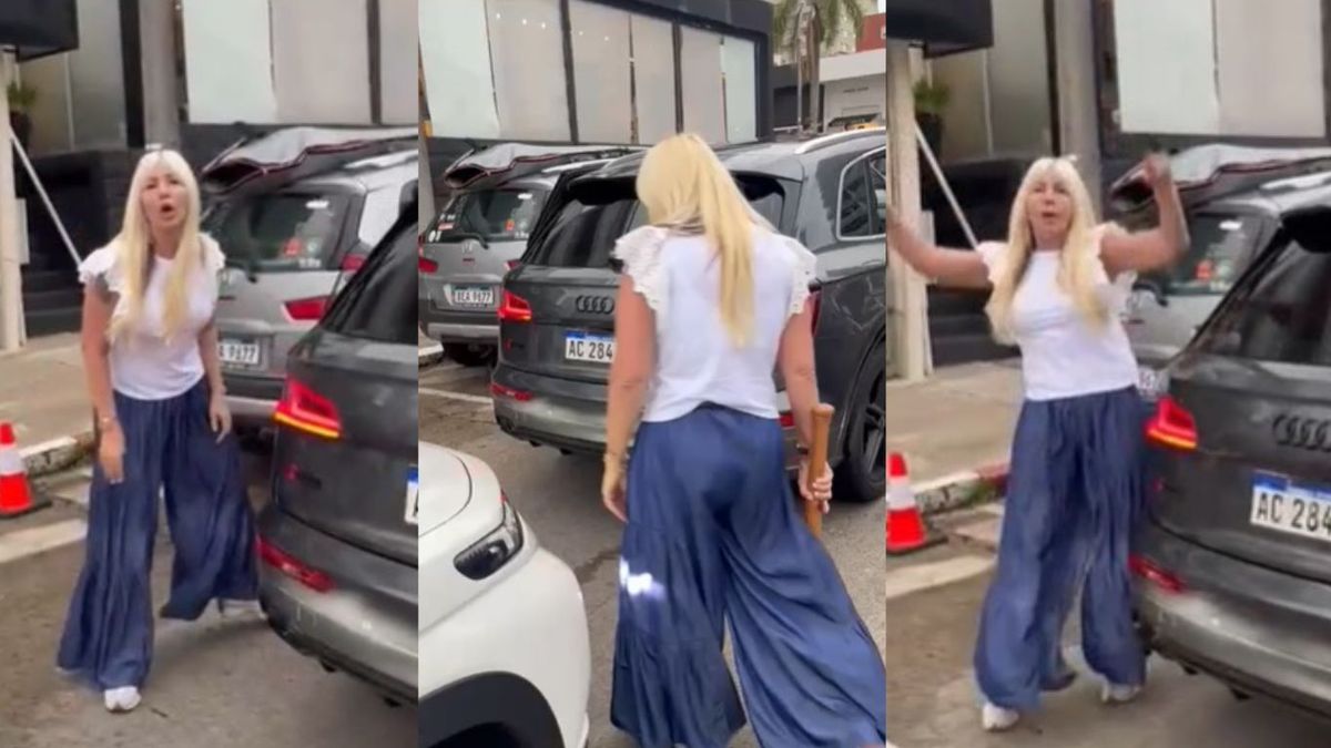 una argentina amenazó a un conductor con un bate en plena calle de Punta del Este. (Foto: captura video A24)
