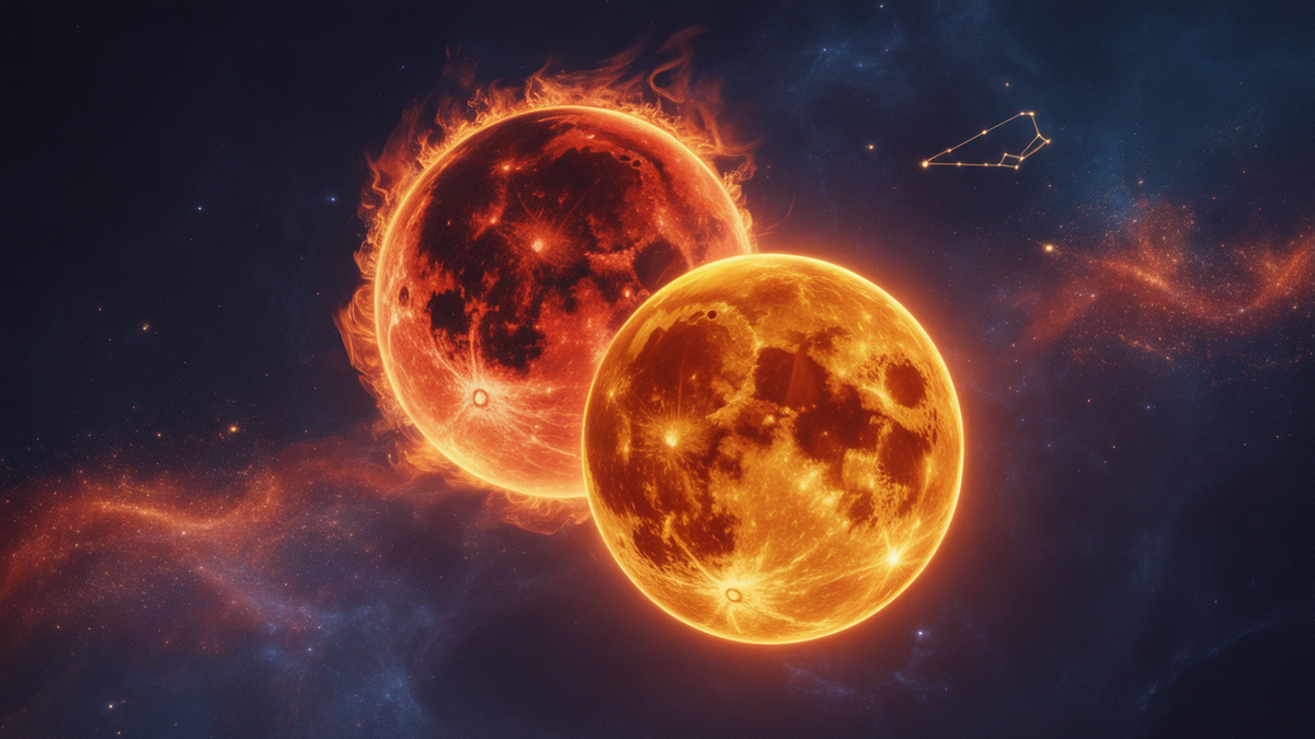 A veces amar duele tanto como ilumina &mdash; Luna en fuego + Venus on fire. Foto: Ideogram.