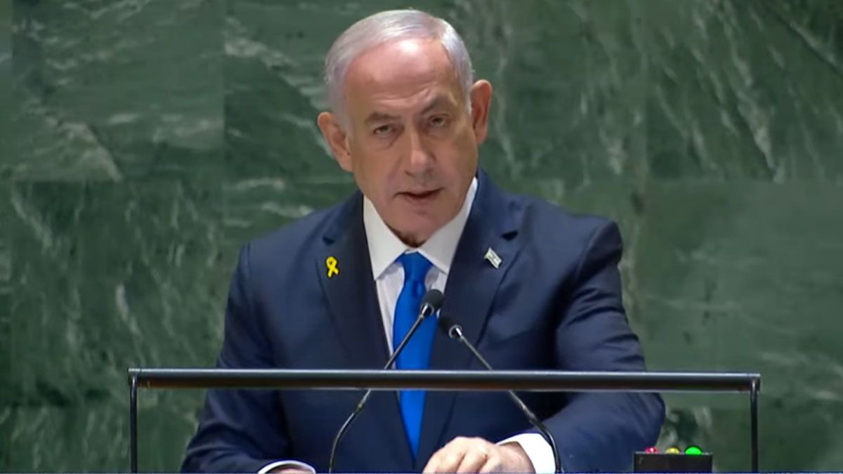 Benjamín Netanhayu hizo una dura advertencia a Irán y criticó a las Naciones Unidas por sus condenas a Israel. (Foto: Captura de TV)