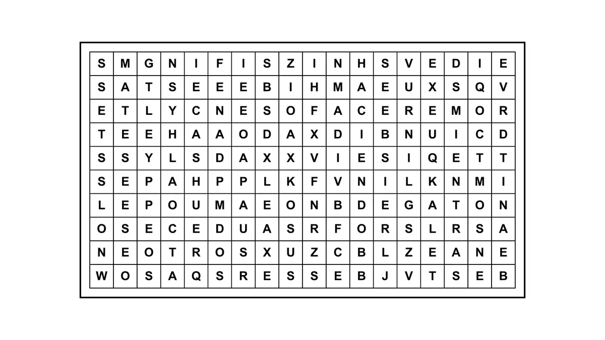 Encontrá la frase escondida en una sopa de letras con letras dispersas en una matriz