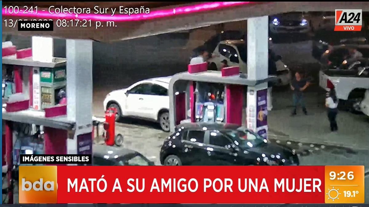 La pelea comenzó en una estación de servicio. Foto: captura de Tv.&nbsp;