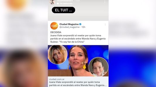 El tremendo tuit de Cinthia Fernández por la defensa de Juana Viale a China Suárez, que luego borró