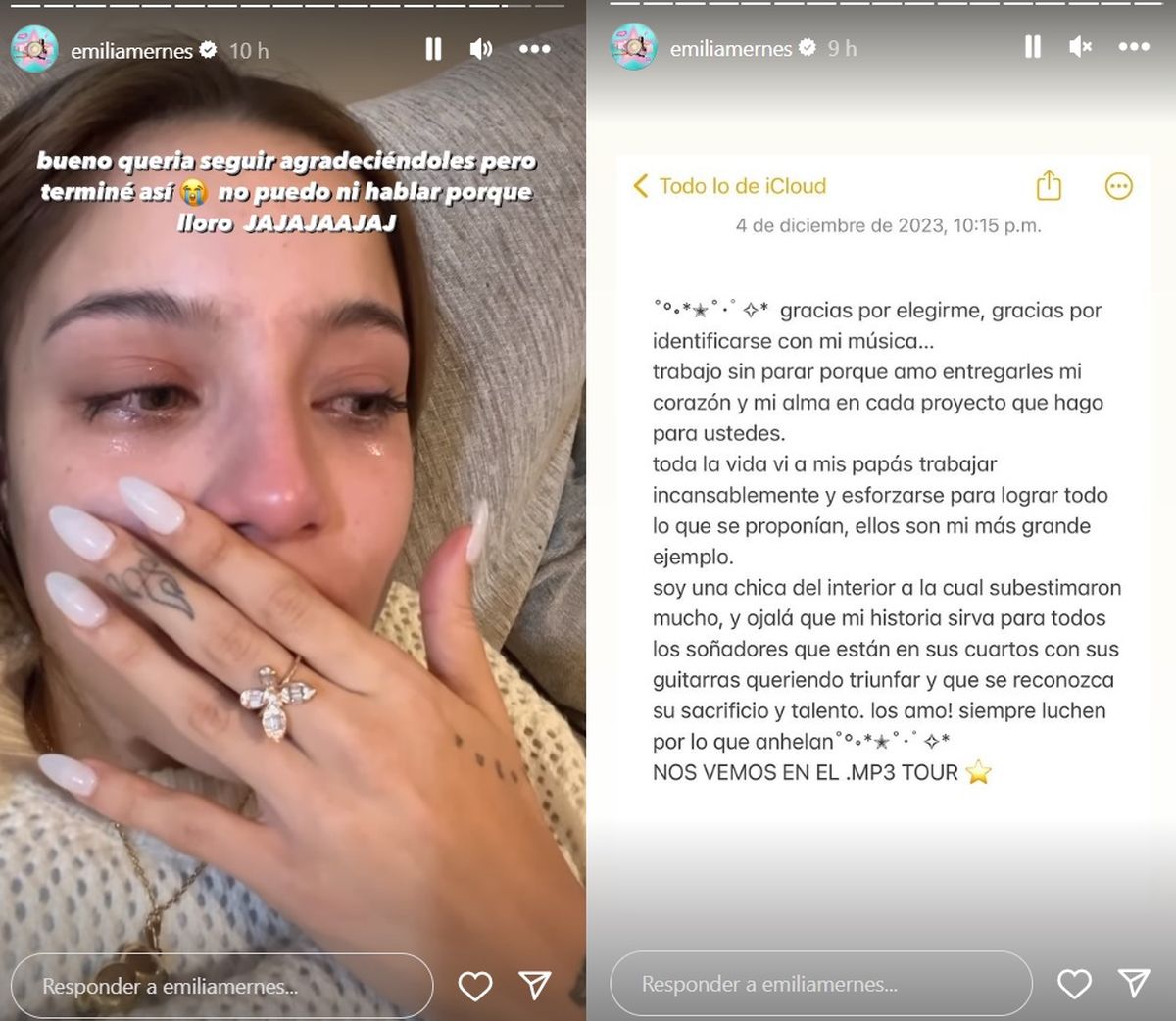 El video de Emilia Mernes llorando en las redes: la tierna contención de  Duki