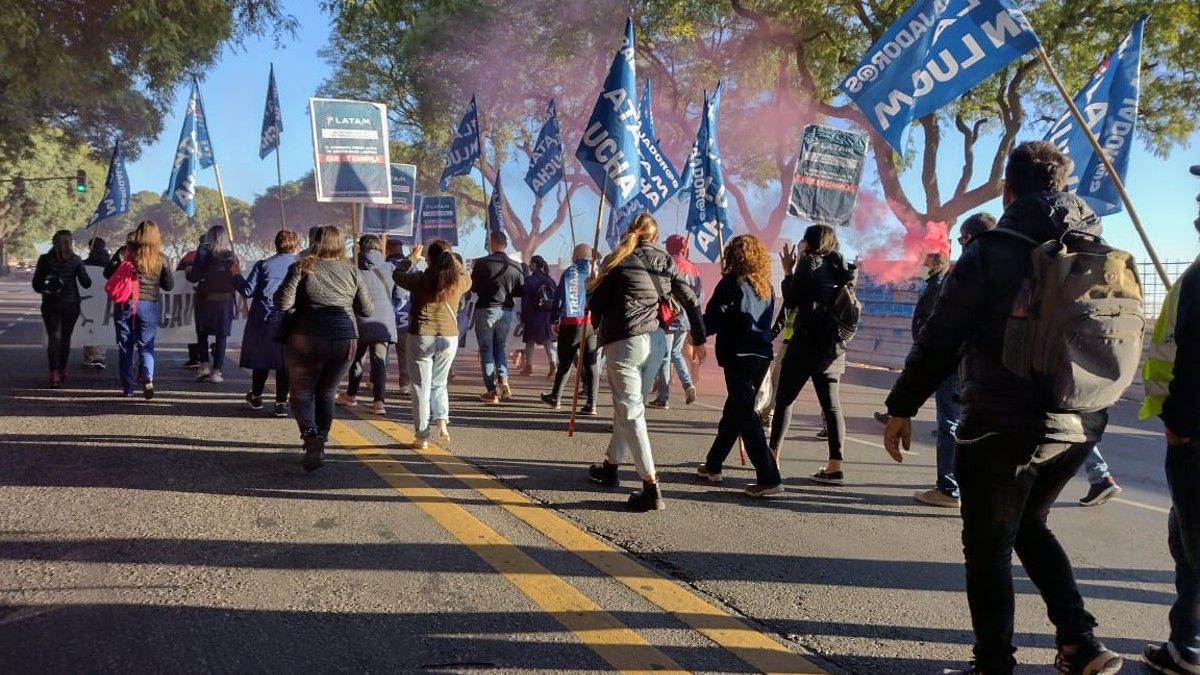 Protesta de trabajadores en Aeroparque.&nbsp;