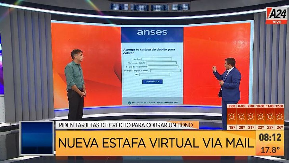 Así realizan estafas virtuales en nombre del ANSES. (Captura de Tv)