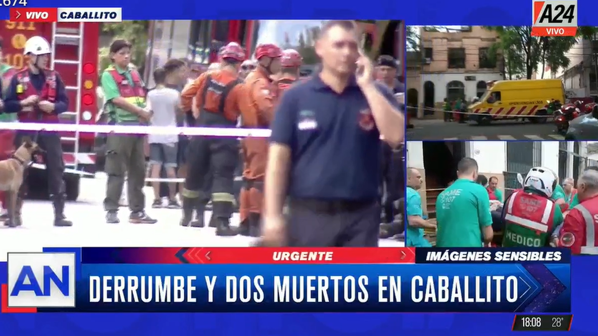Derrumbe de una casa lindera a una obra en construcción. (Foto: captura A24)
