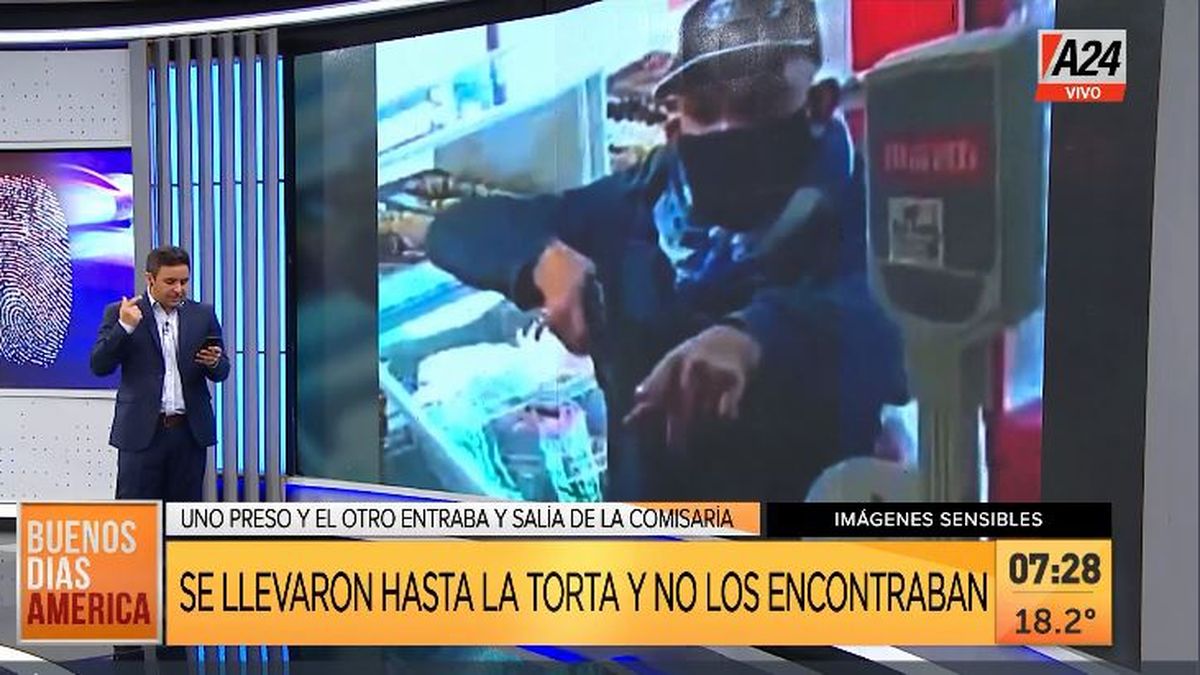 La Plata: así presos salen para robar una panadería. (Captura de Tv)