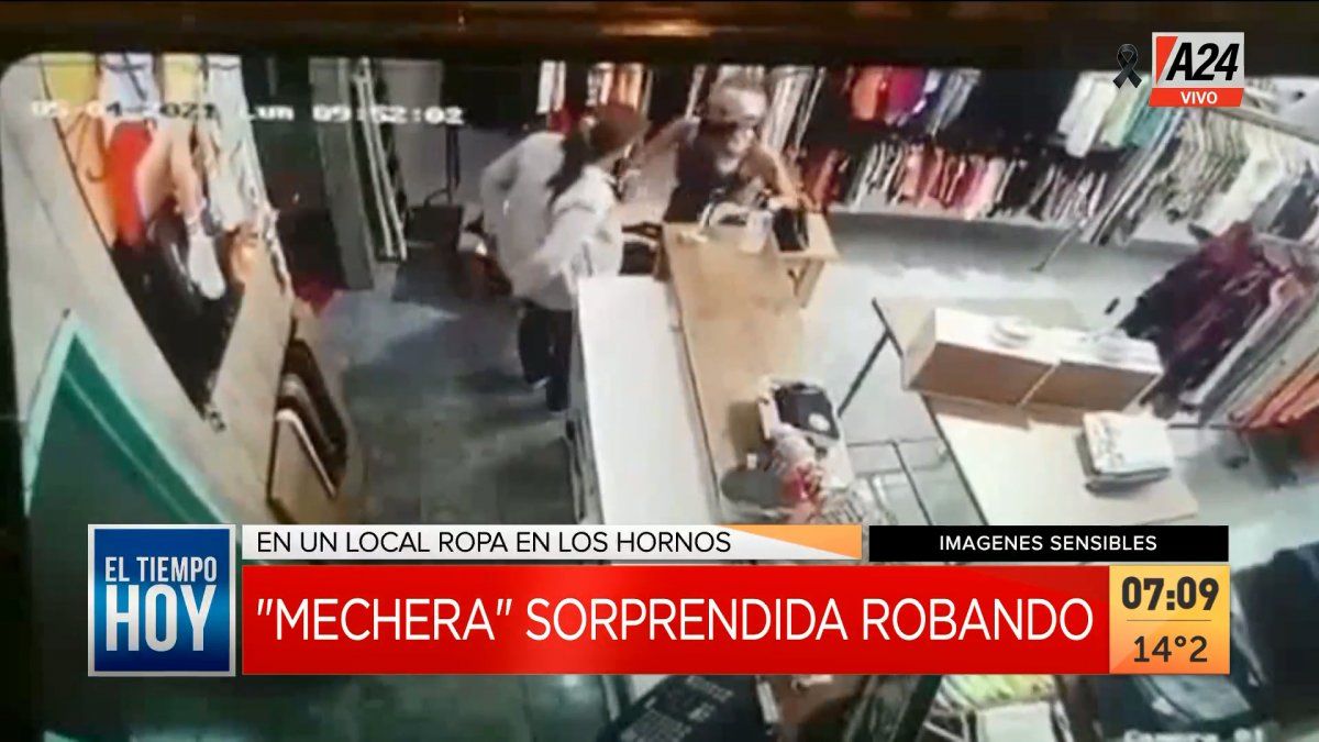 Así fue encarada la mechera en el momento en que se robó un celular en un local de ropa. (Captura de Tv)