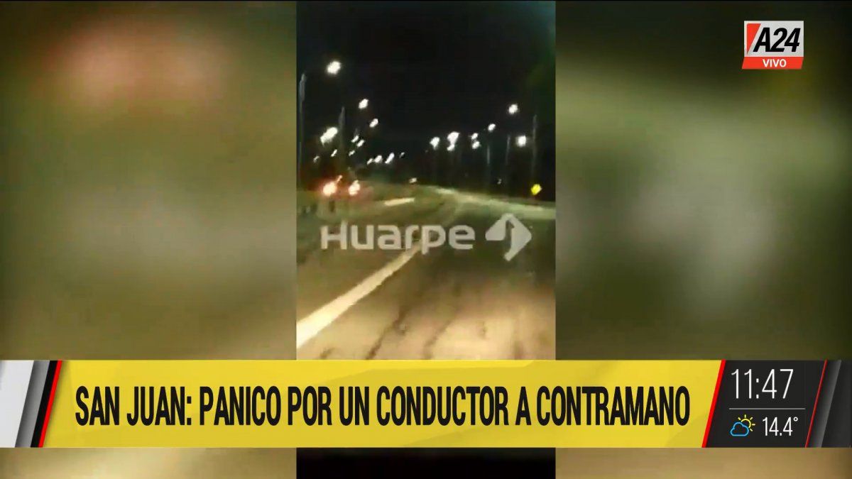 Así manejaba en contramano por la av. Circunvalación en San Juan (Foto: captura de TV).
