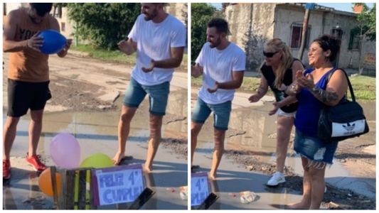 Berisso: un bache cumplió 4 años y los vecinos organizaron un festejo por el aniversario