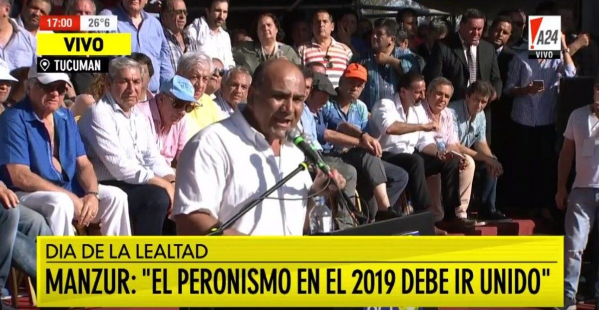 Manzur aprovechó el acto del Día de la Lealtad para lanzar su candidatura a la reelección