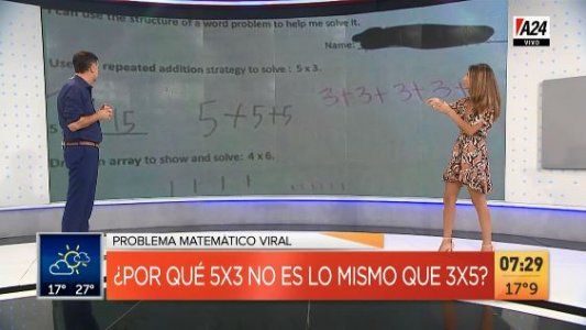 Virales: la polémica cuenta matemática, ¿5x3 no es igual a 3x5?