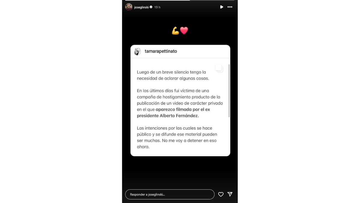 Qué dijo José Glinski tras el descargo de Tamara Pettinato por el video con Alberto Fernández. (Foto: captura Instagram @joseglinski)
