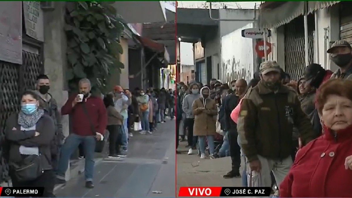 Bono de 18 mil pesos de la ANSES. Largas colas durante este sábado.&nbsp;