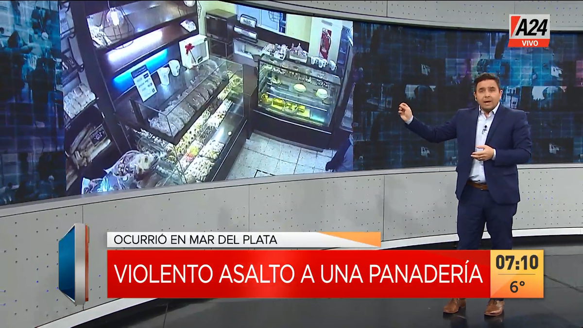 Así los delincuentes amenazan de muerte a una empleada de una panadería en Mar del Plata. (Captura de Tv)