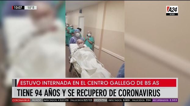 Sara, con 94 años, se recuperó de coronavirus y todos la aclamaron cuando le dieron el alta