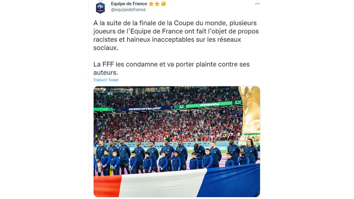 La Federación Francesa de Fútbol se quejo ante Tapia y por las redes sociales de la 