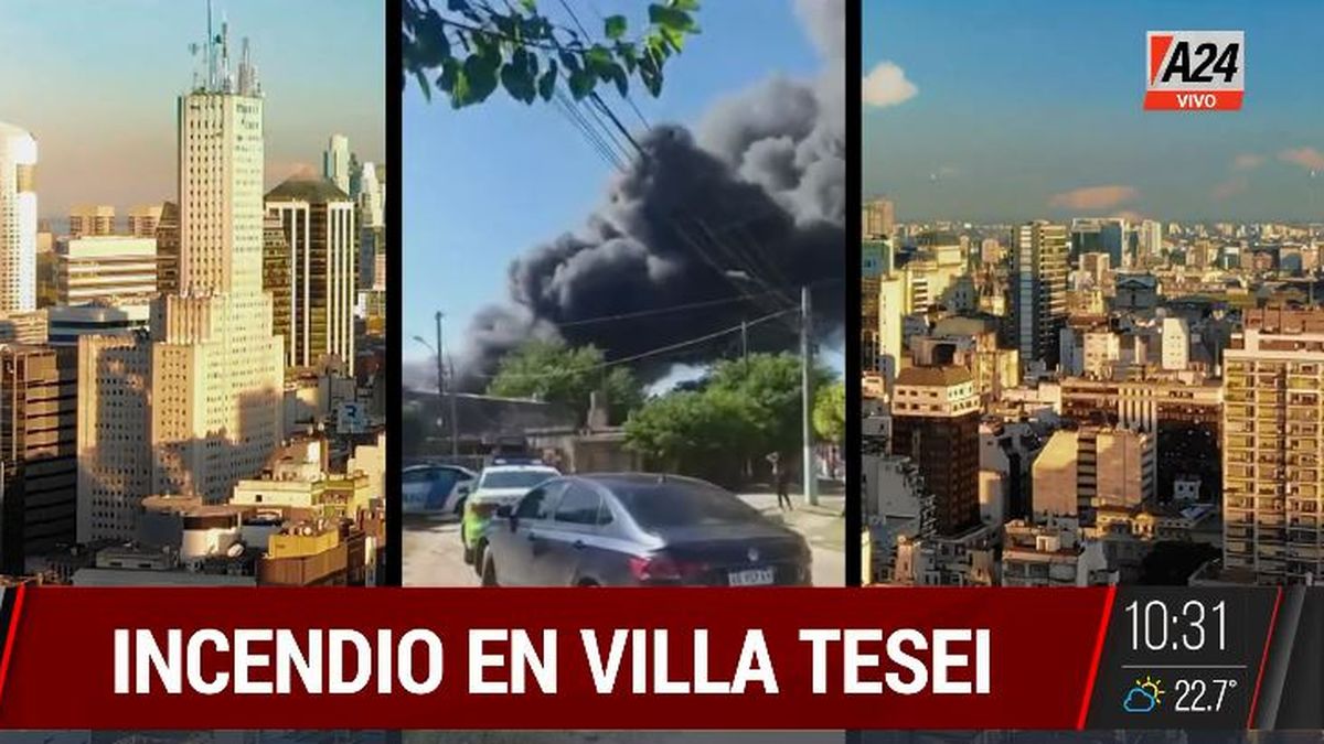 Villa Tesei: voraz incendio en una fábrica de pinturas. (Captura de Tv)