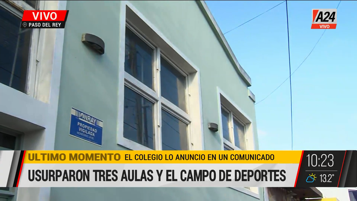 Sin clases por aulas usurpadas en un colegio de Paso del Rey. (Captura de Tv)