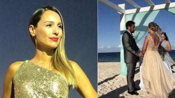 Pampita viajó a México y presenció la boda a orillas del mar de su hermano Leonardo