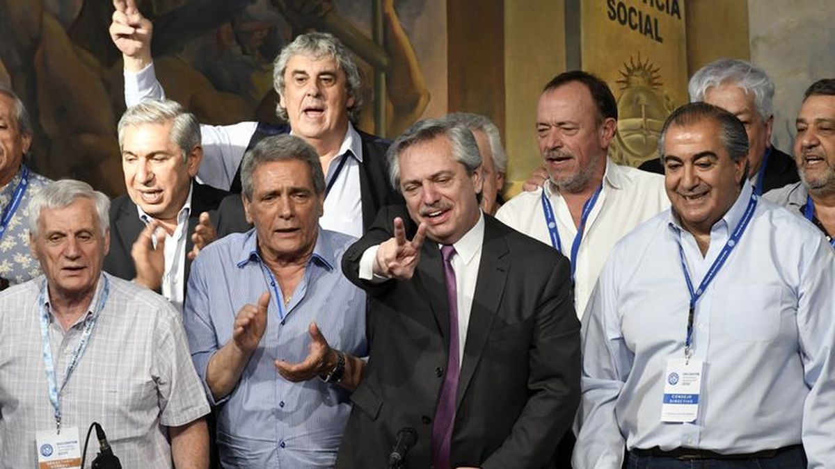 Alberto Fernández recibió a parte de la CGT en la Quinta de Olivos (Foto: NA).