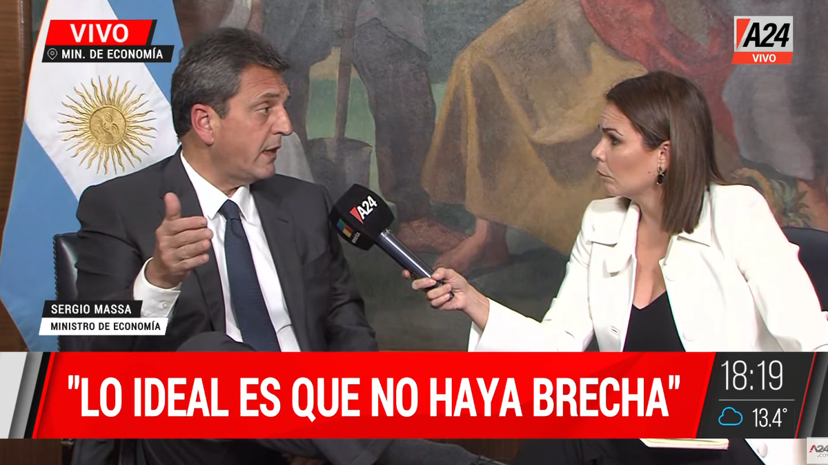 Sergio Massa en A24: Voy a ser ministro de Economía hasta que me dé el físico. (Captura)