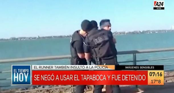 Así detuvieron a un runner que se negó a usar tapaboca e insultó a los policías