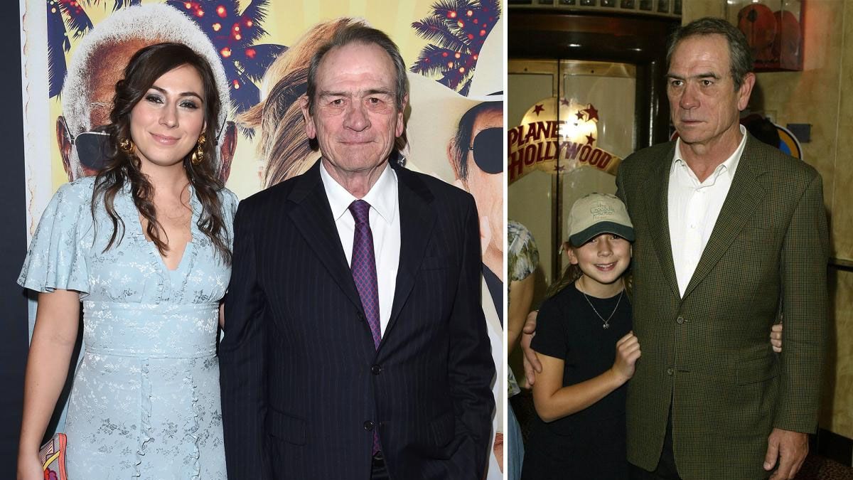 Tommy Lee Jones y su hija. Apareció muerta en un hotel de California. A la derecha, siendo adolescente trabajó junto a su padre en la saga de 