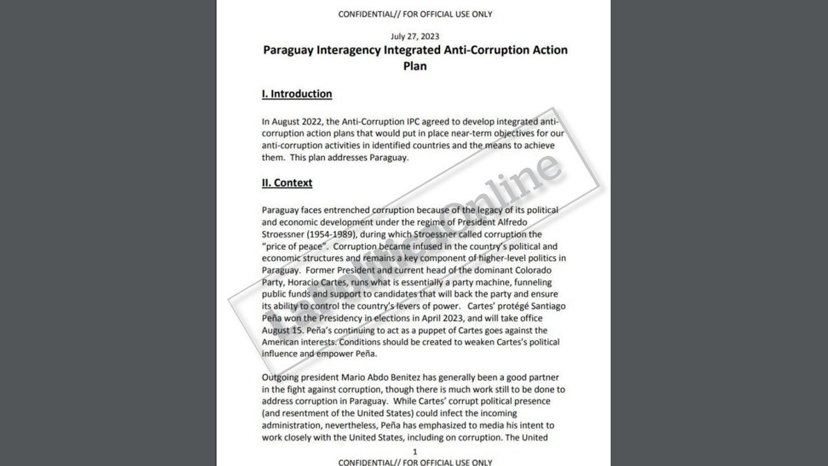 Fragmento de un documento del Departamento de Estado de Estados Unidos sobre Paraguay (Foto: gentileza LPO).