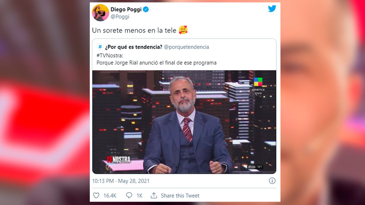 Ángel de Brito republicó el mensaje de Diego Poggi contra Jorge Rial.