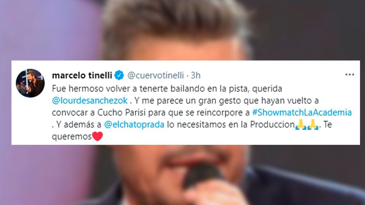 El tuit de Marcelo Tinelli tras la salida de Lourdes Sánchez y El Chato Prada.