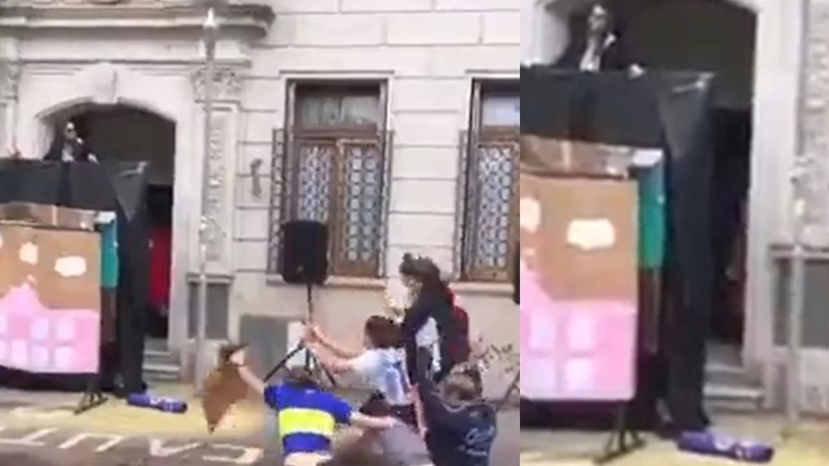 Polémico acto escolar con una imitación de Cristina, planeros y planeras y lluvia de polenta