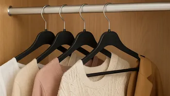 El detalle de las perchas de plástico que ayuda a ordenar mejor el placard