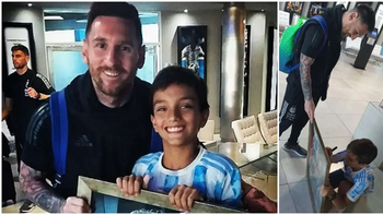 El niño que le hizo un cuadro de Messi se llevó la sorpresa de su vida