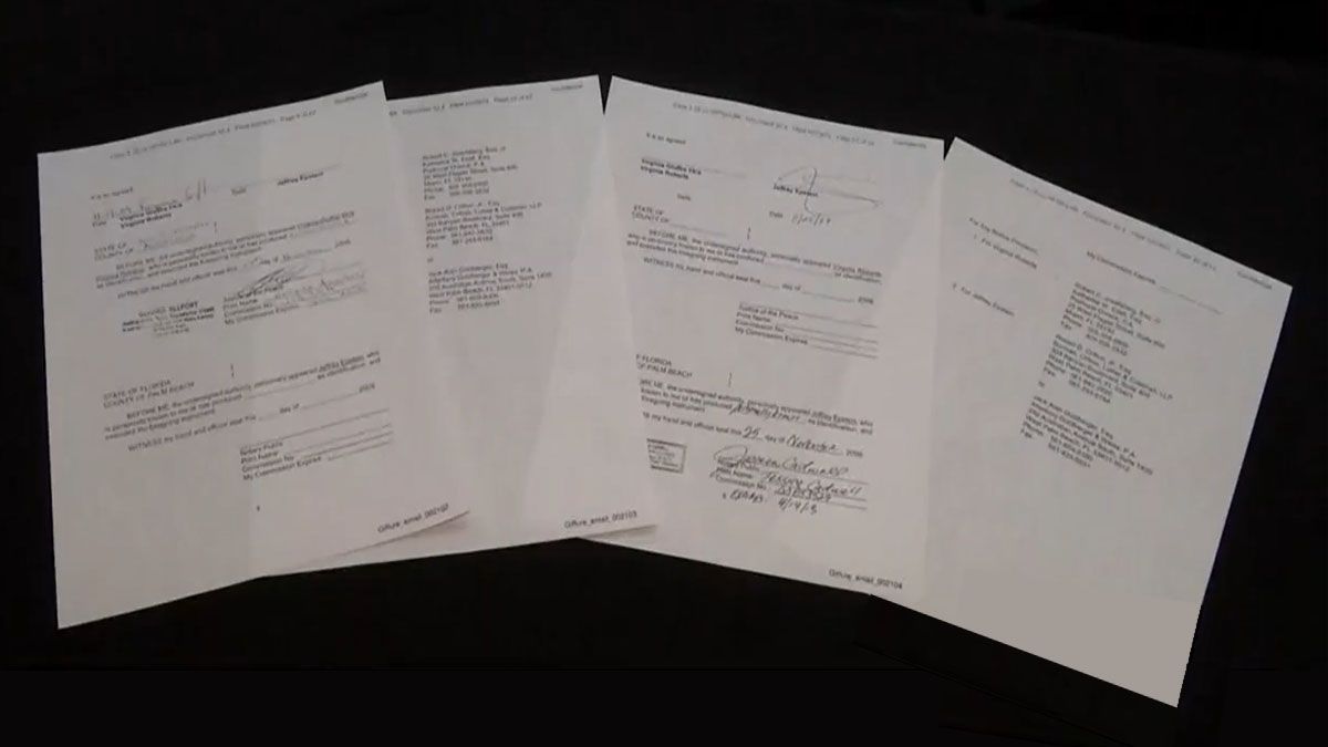 Los documentos que prueban que la joven Virginia cobró US$ 500.000 para guardar silencio y no mencionar al príncipe Andrés (Foto: Cortesía The Independent)  