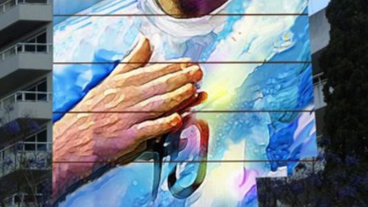 Así será el mural gigante de Messi que comenzaron a pintar en el corazón de Rosario