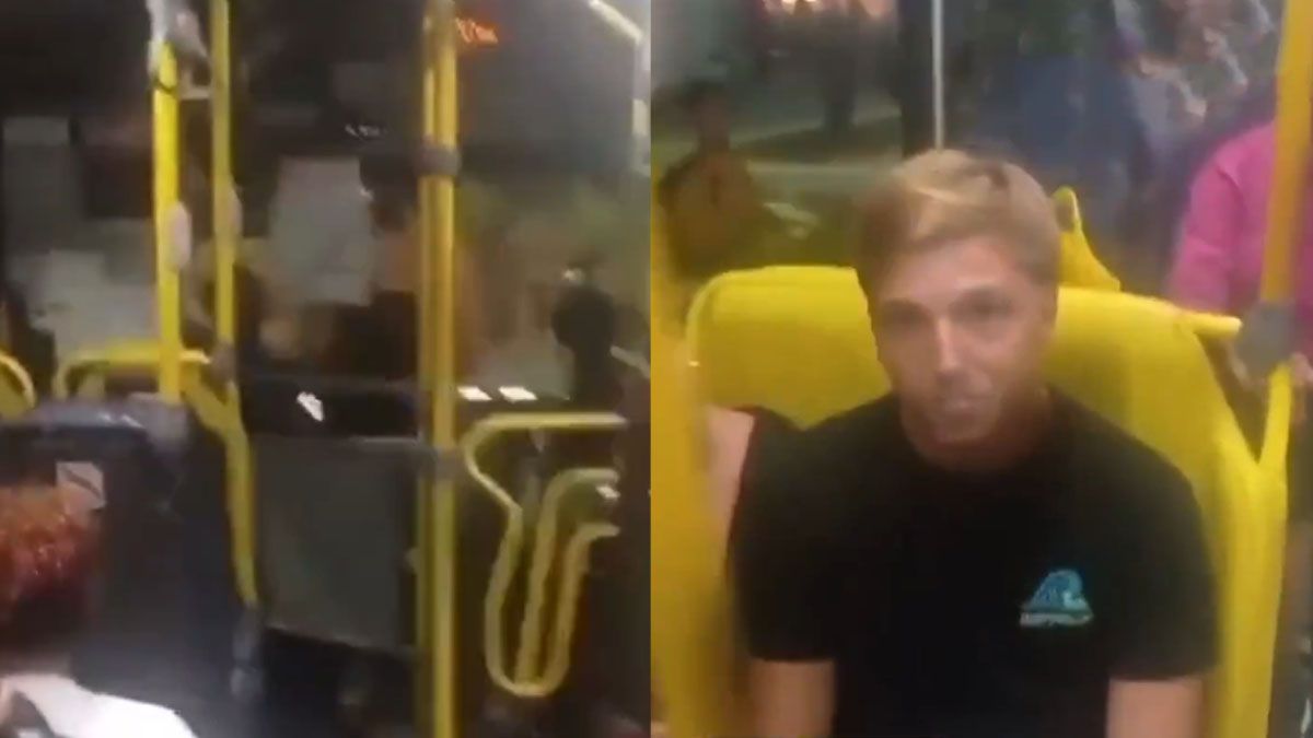 Un turista argentino detenido por expresiones racistas en un colectivo en Brasil. (Foto: Captura de TV)