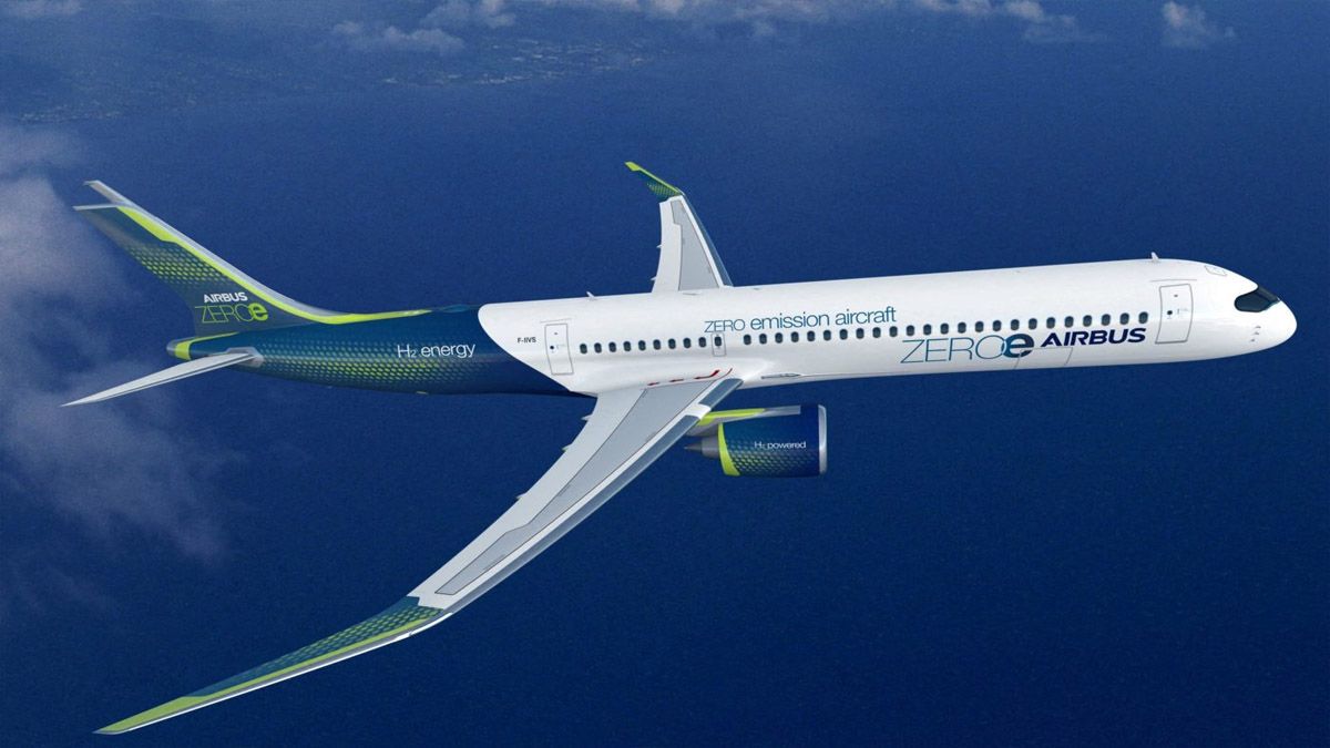 Airbus ha presentado sus planes para el primer avión comercial del mundo con cero emisiones, que estará propulsado por dos motores turbofan híbridos. (Foto: Alamy)