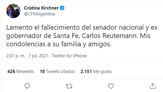 De Cristina a Patricia Bullrich y Rodríguez Larreta, la política despidió a Reutemann