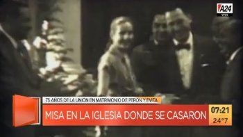 La Plata: misa por el 75° aniversario del casamiento de Perón y Evita