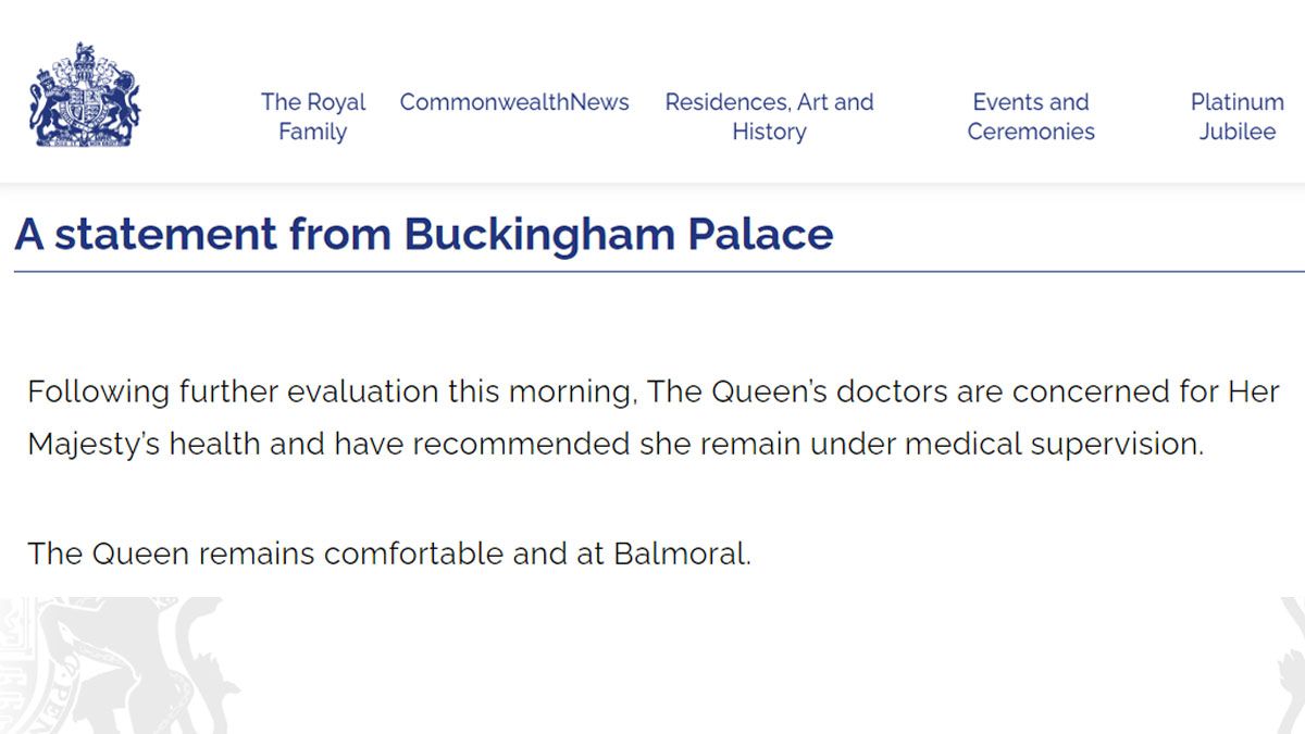 El comunicado oficial del Palacio de Buckingham, en nombre de la corona británica, sobre el preocupante estado de salud de la reina Isabel II (Foto: The Royal Family)