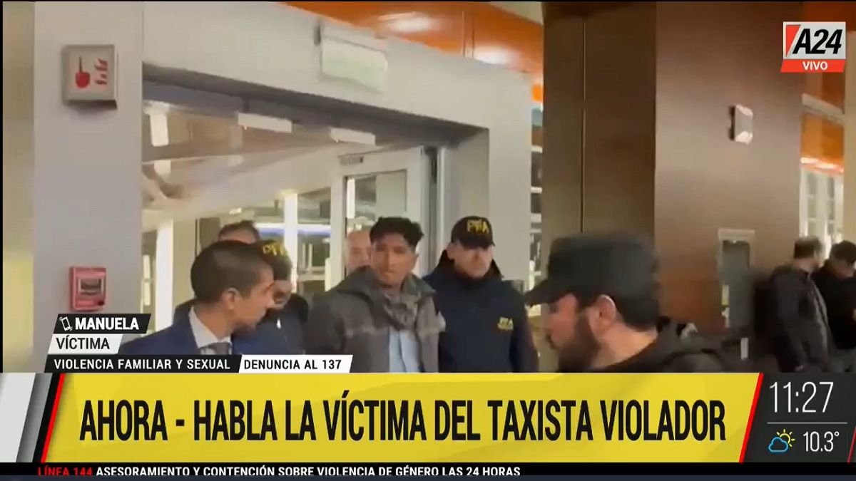 El taxista Franklin Escobar Ayllón﻿ mientras era trasladado. Foto: captura de Tv.&nbsp;