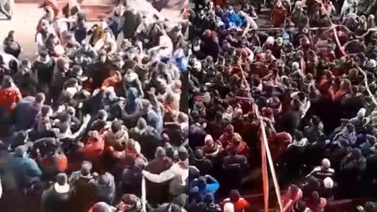 Momento crítico en Independiente: se filtró un video de las piñas de barrabravas de Moyano a socios
