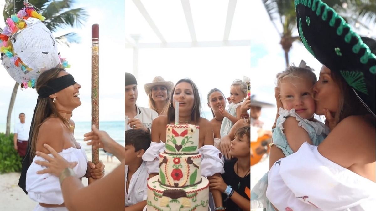La intimidad de la fiesta de cumpleaños de Pampita en México: Mariachis, piñata y torta en la playa
