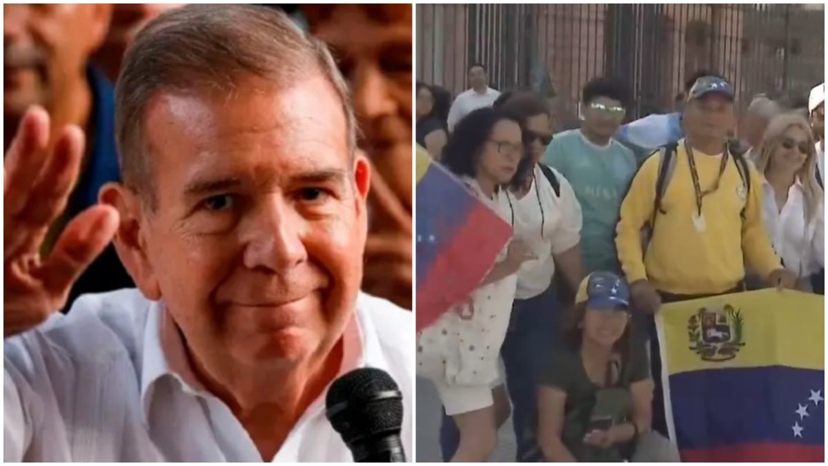 Decenas de venezolanos se reunieron esta mañana frente a la Casa Rosada en apoyo a Edmundo González Urrutia.&nbsp;