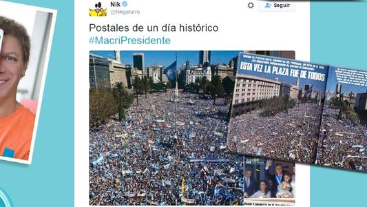 El papelón de Nik: puso una foto de Plaza de Mayo de 1982 y creyó que era actual de la asunción de Macri