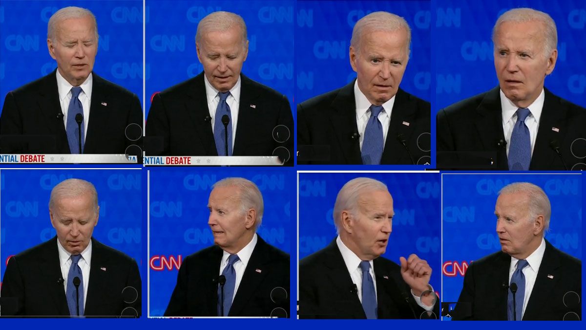Joe Biden, perdido y confuso. Desde el principio al final del debate, la actuación del presidente norteamericano fue más que preocupante. (Foto: A24.com)