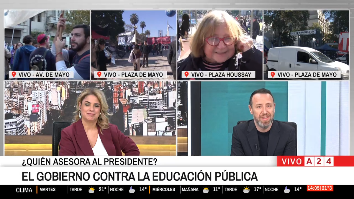 El reencuentro con su profesora de literatura durante la cobertura de la Marcha Federal Universitaria (Foto: captura de pantalla)