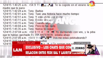 Aparecen chats que confirman un amor pasado entre Fede Bal y Laurita Fernández